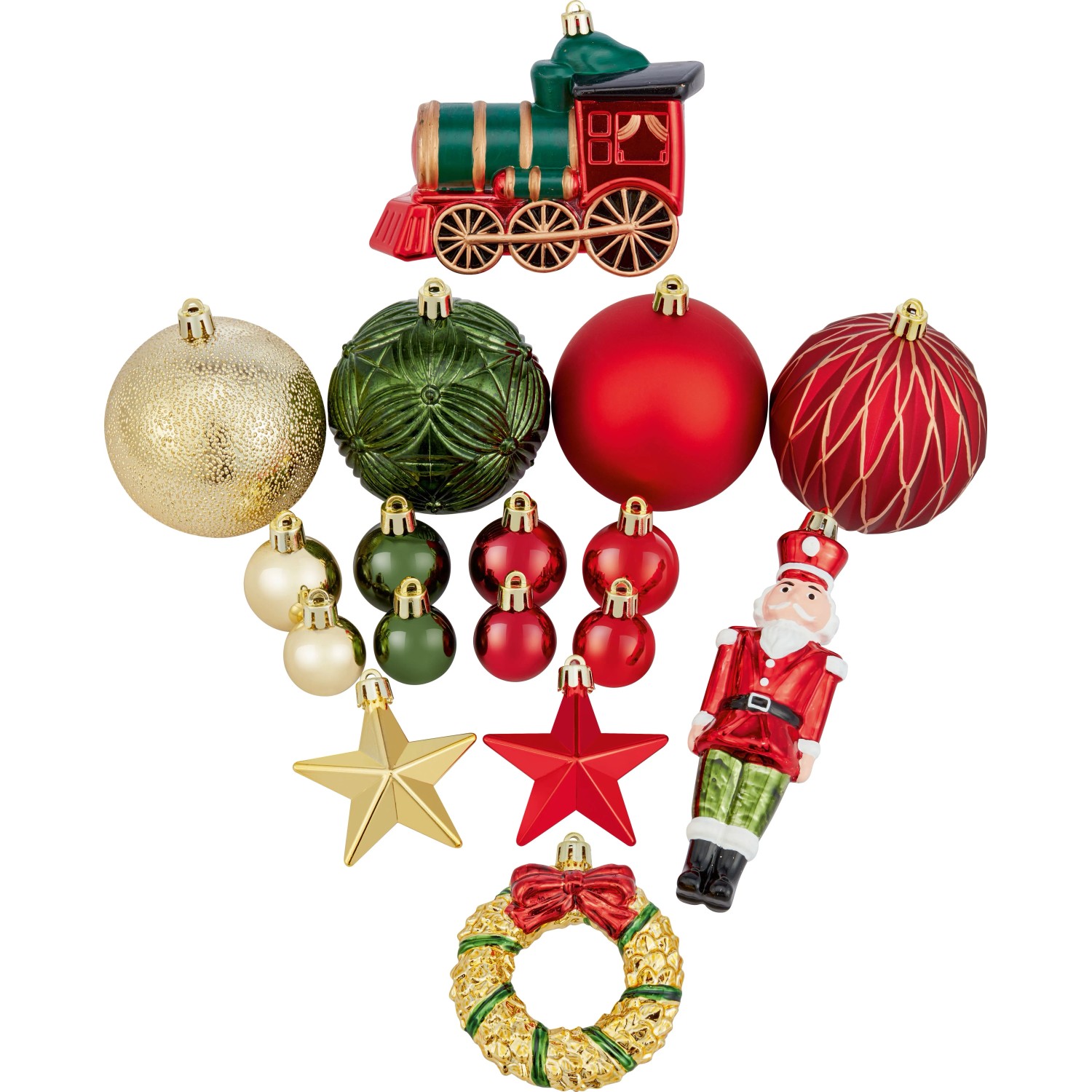 OBI Weihnachtskugel Sortiment 47 Teile Gold Grün Rot
