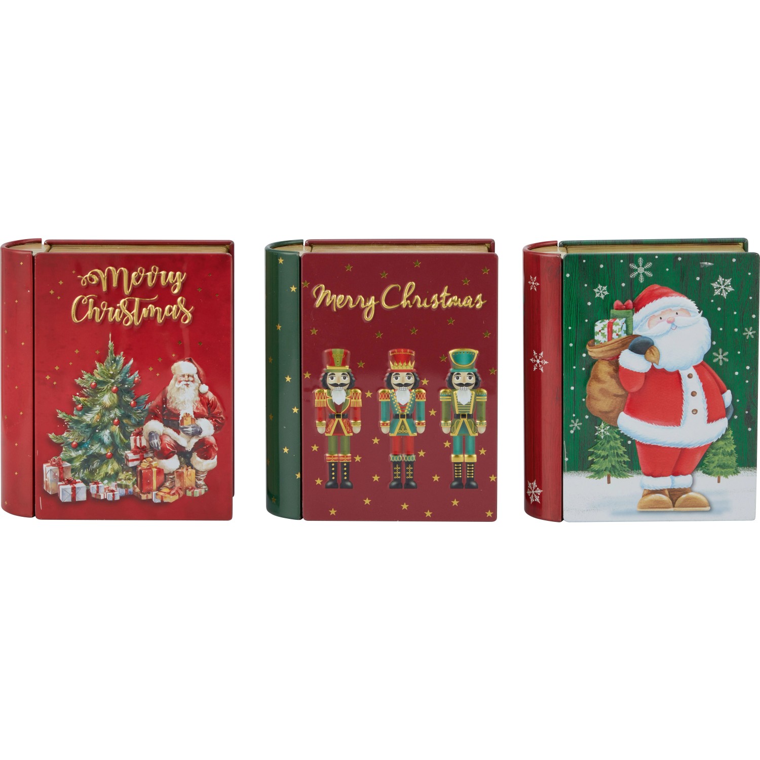 OBI Weihnachtsdeko Box Buchdesign 3er Grün Rot
