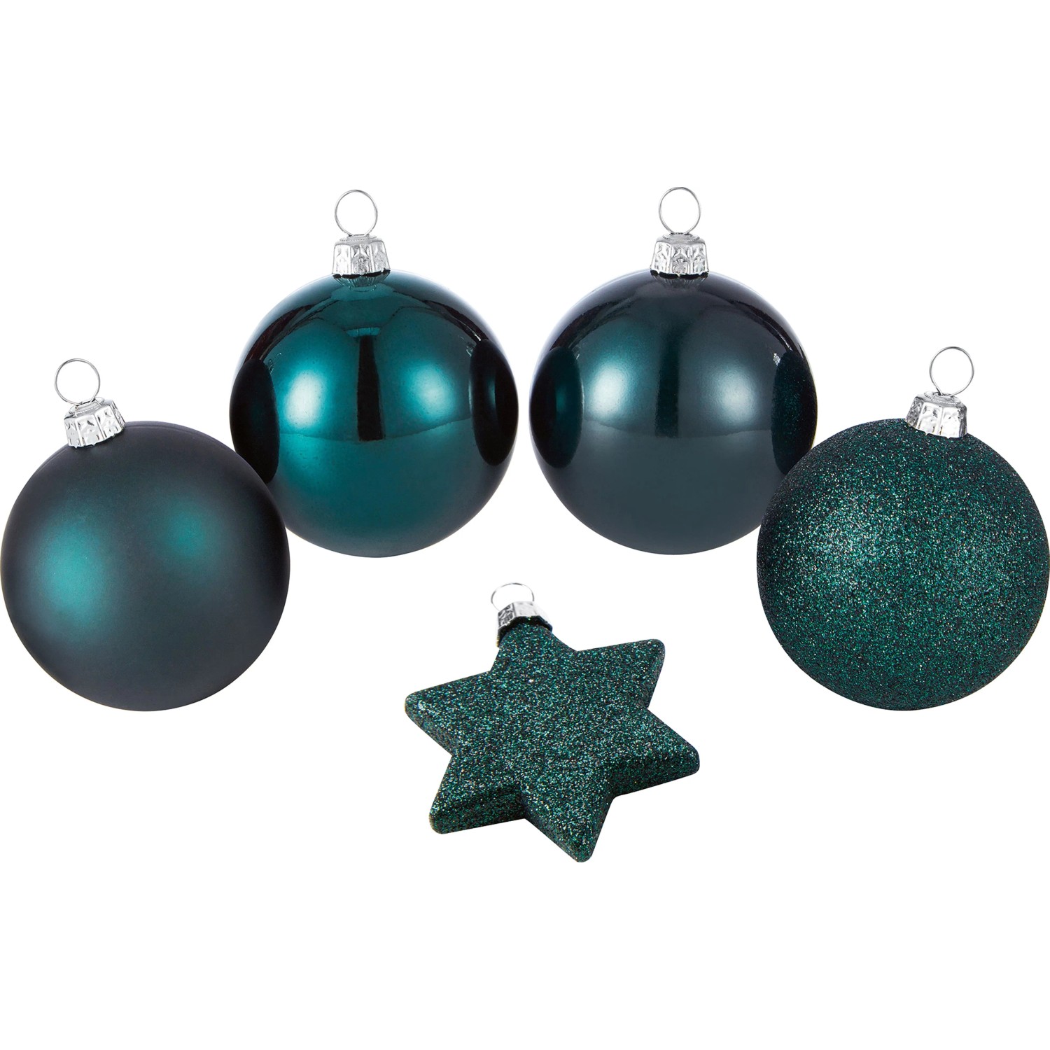 OBI Weihnachtskugeln Set Blau-Grün 50 Teile Kunststoff