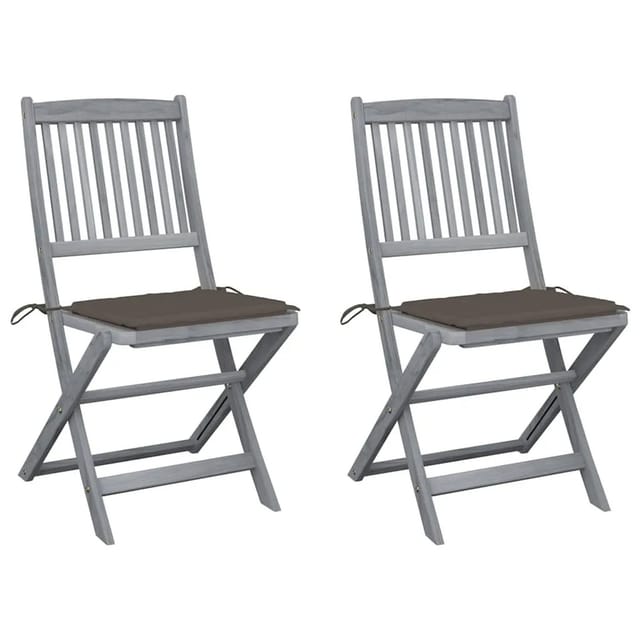 vidaXL Klappbare Gartenstühle 2 Stk mit Kissen Massivholz Akazie 3064544