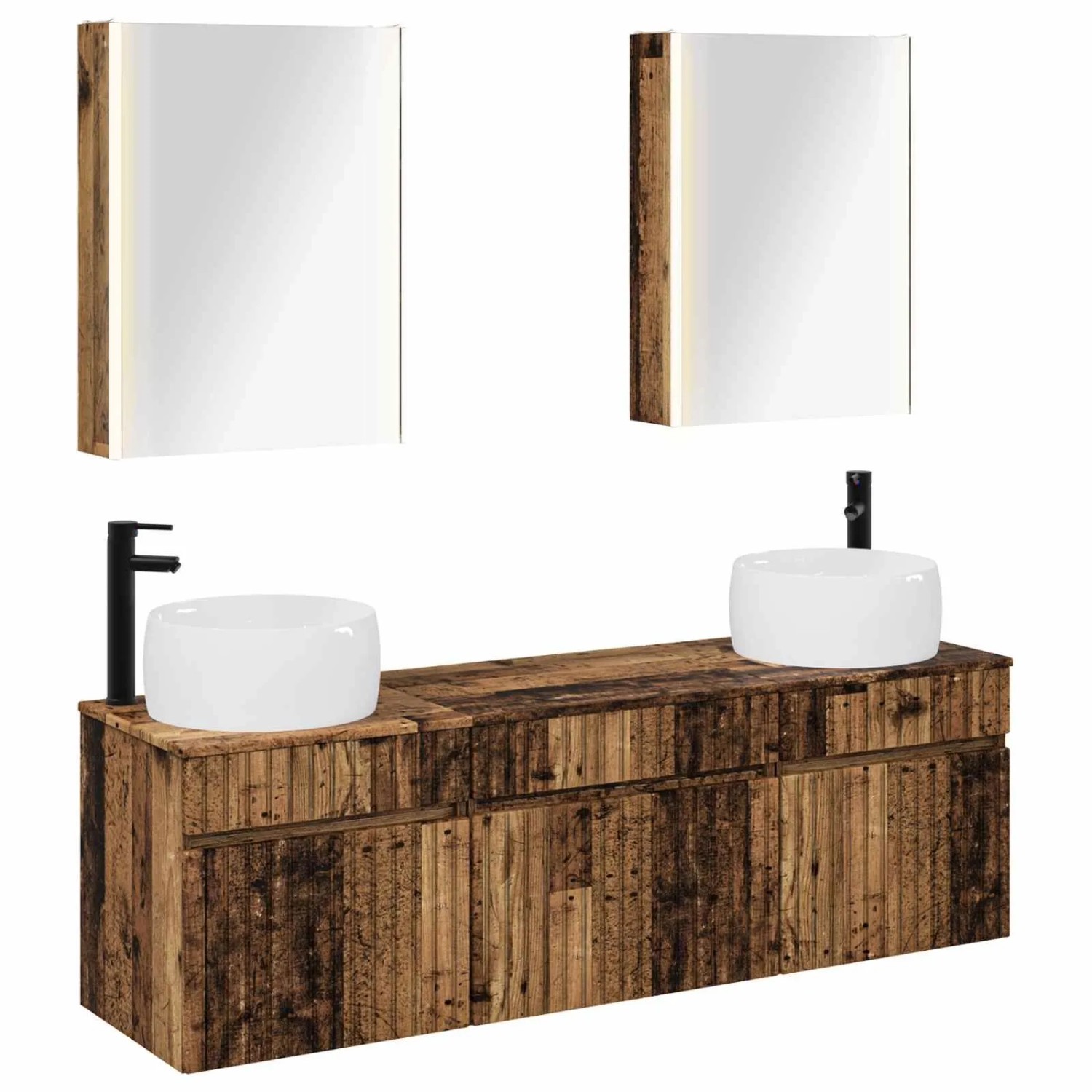 vidaXL Badezimmerschrank-Set 5-Tlg Altholz 53 x 15,5 x 70 cm 3406653