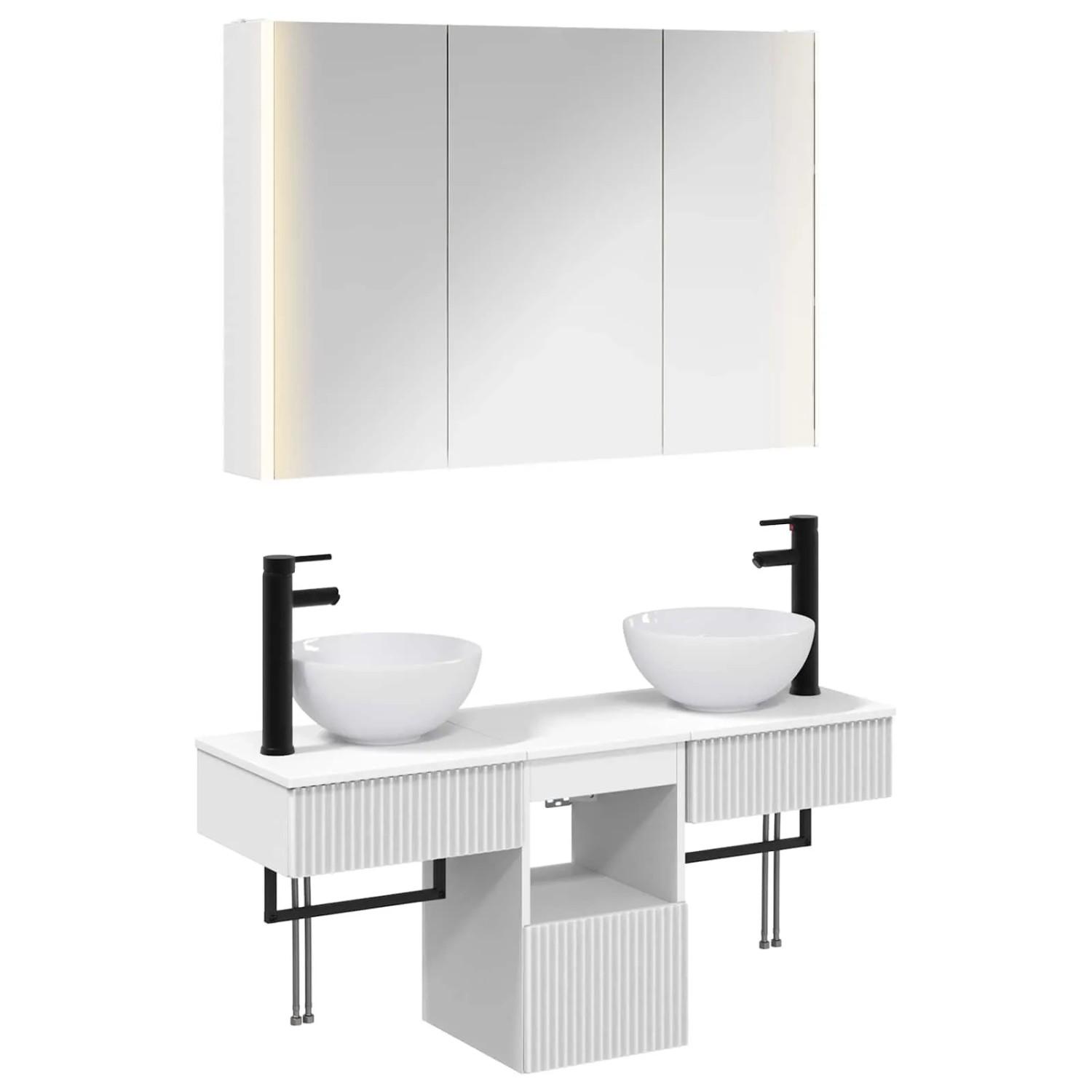 vidaXL Badezimmerschrank-Set 4-Tlg Weiß 103,5 x 15,5 x 70 cm 3406263