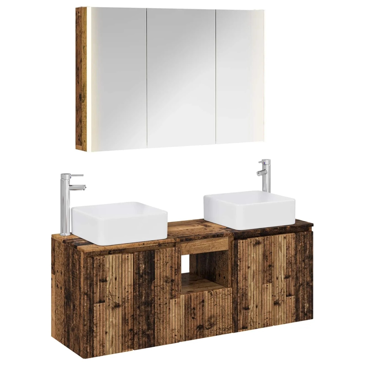 vidaXL Badezimmerschrank-Set 4-Tlg Altholz Holzwerkstoff 3406389