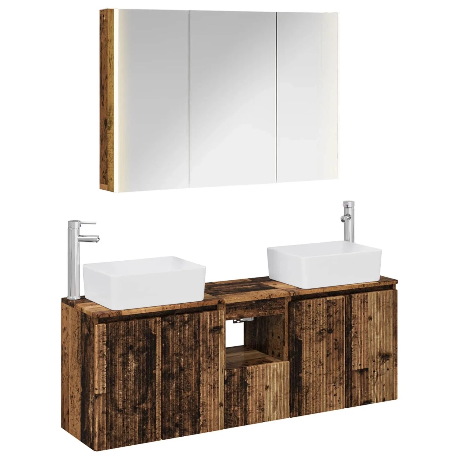 vidaXL Badezimmerschrank-Set 4-Tlg Altholz Holzwerkstoff 3406429