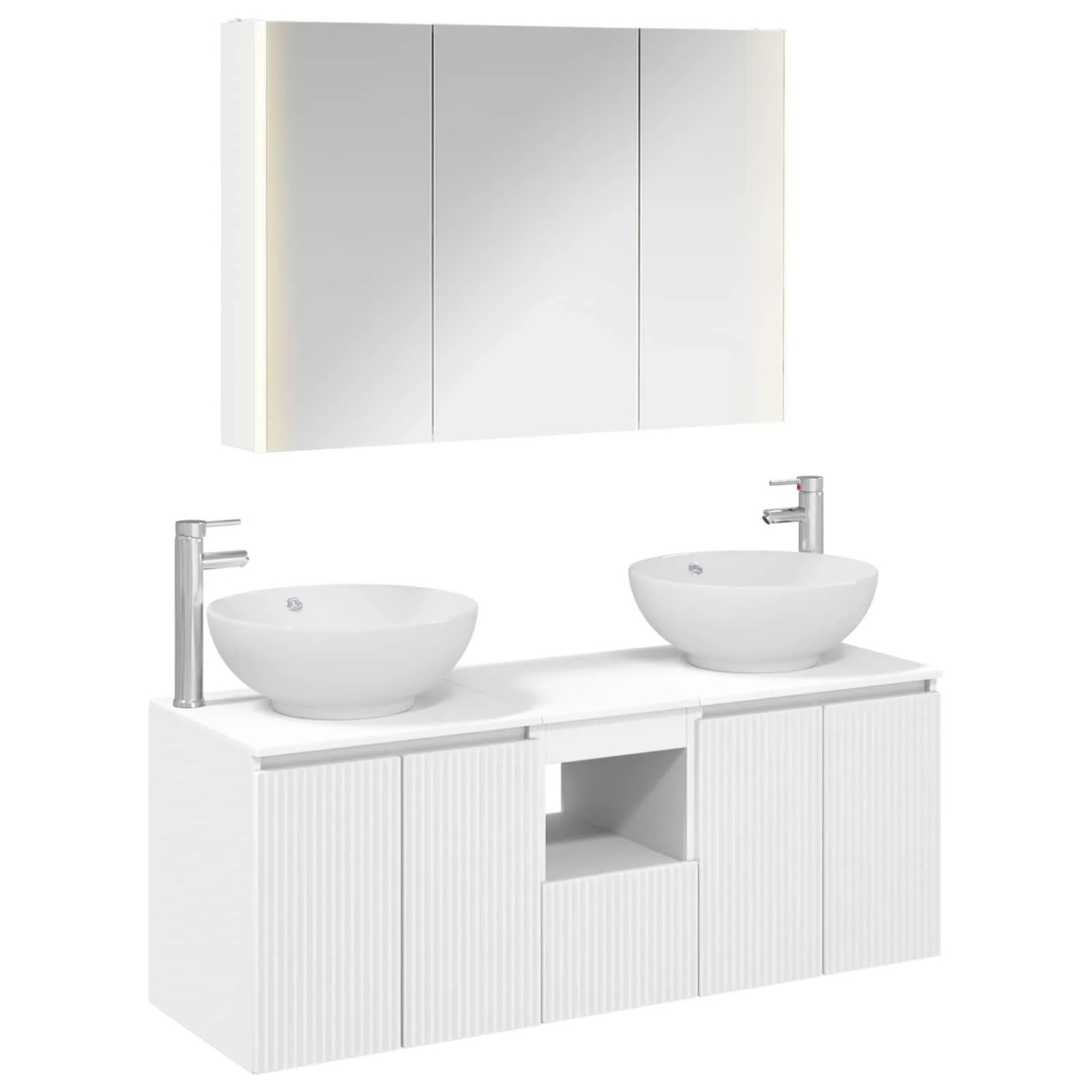 vidaXL Badezimmerschrank-Set 4-Tlg Weiß Holzwerkstoff 3406503
