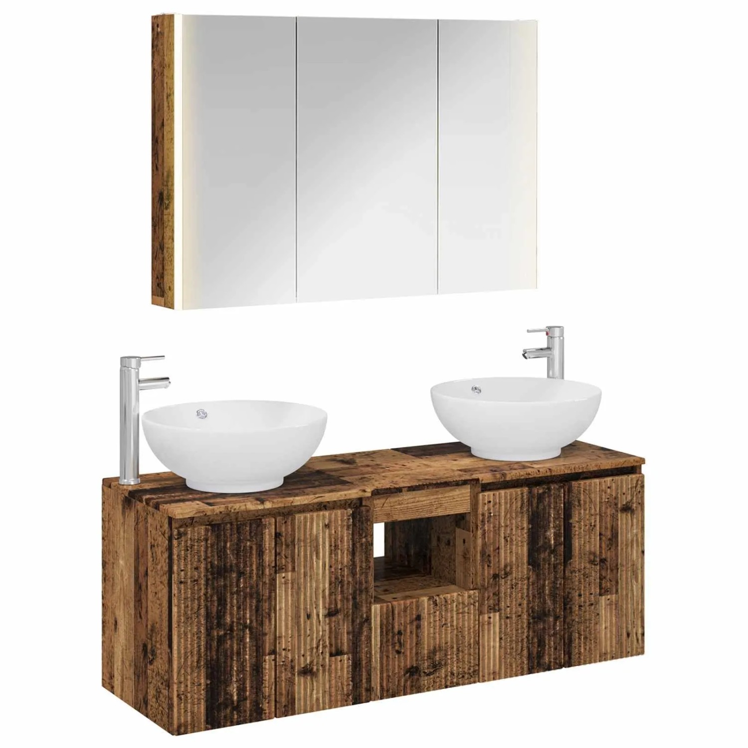 vidaXL Badezimmerschrank-Set 4-Tlg Altholz Holzwerkstoff 3406509
