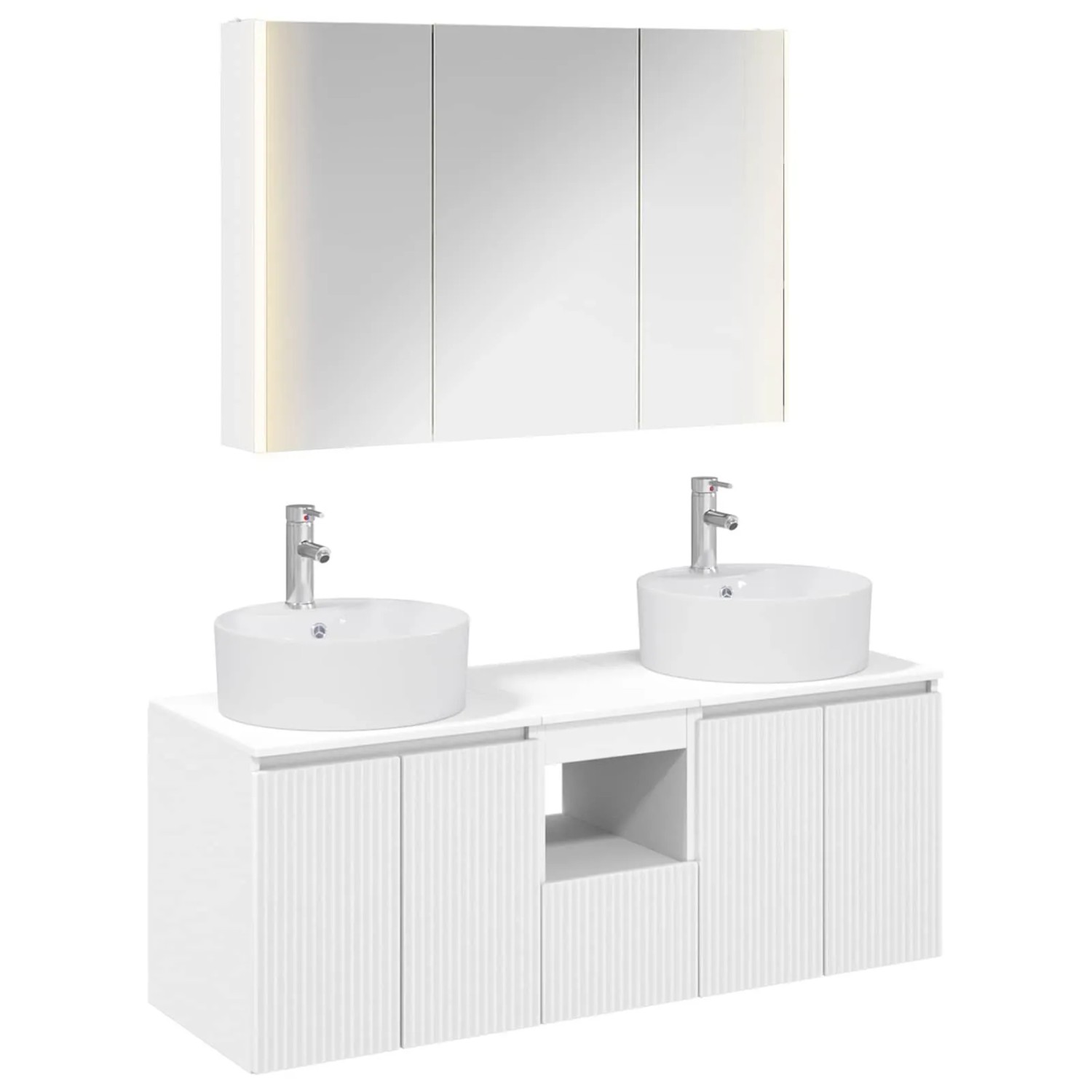 vidaXL Badezimmerschrank-Set 4-Tlg Weiß Holzwerkstoff 3406463