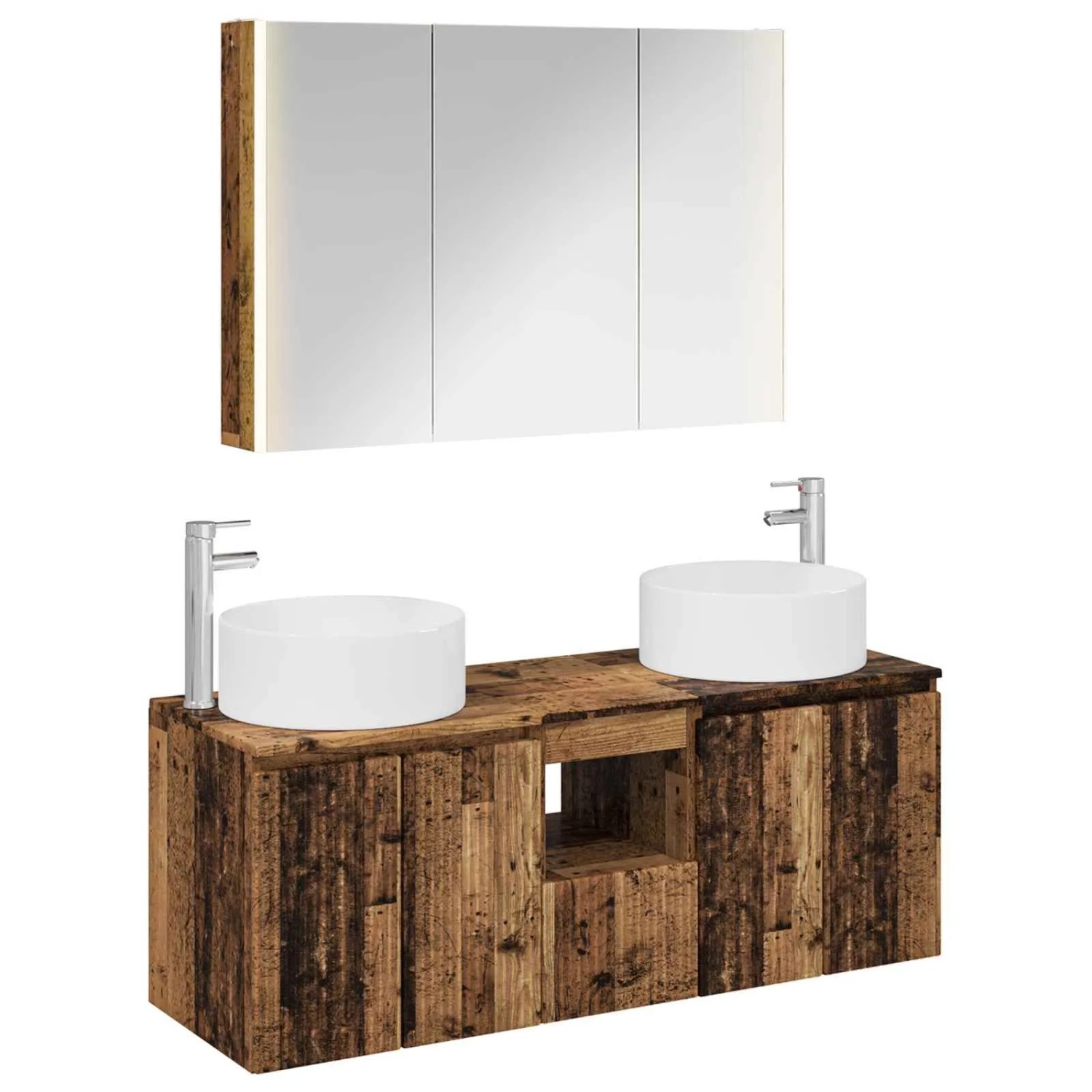 vidaXL Badezimmerschrank-Set 4-Tlg Altholz 103,5 x 15,5 x 70 cm 3406589