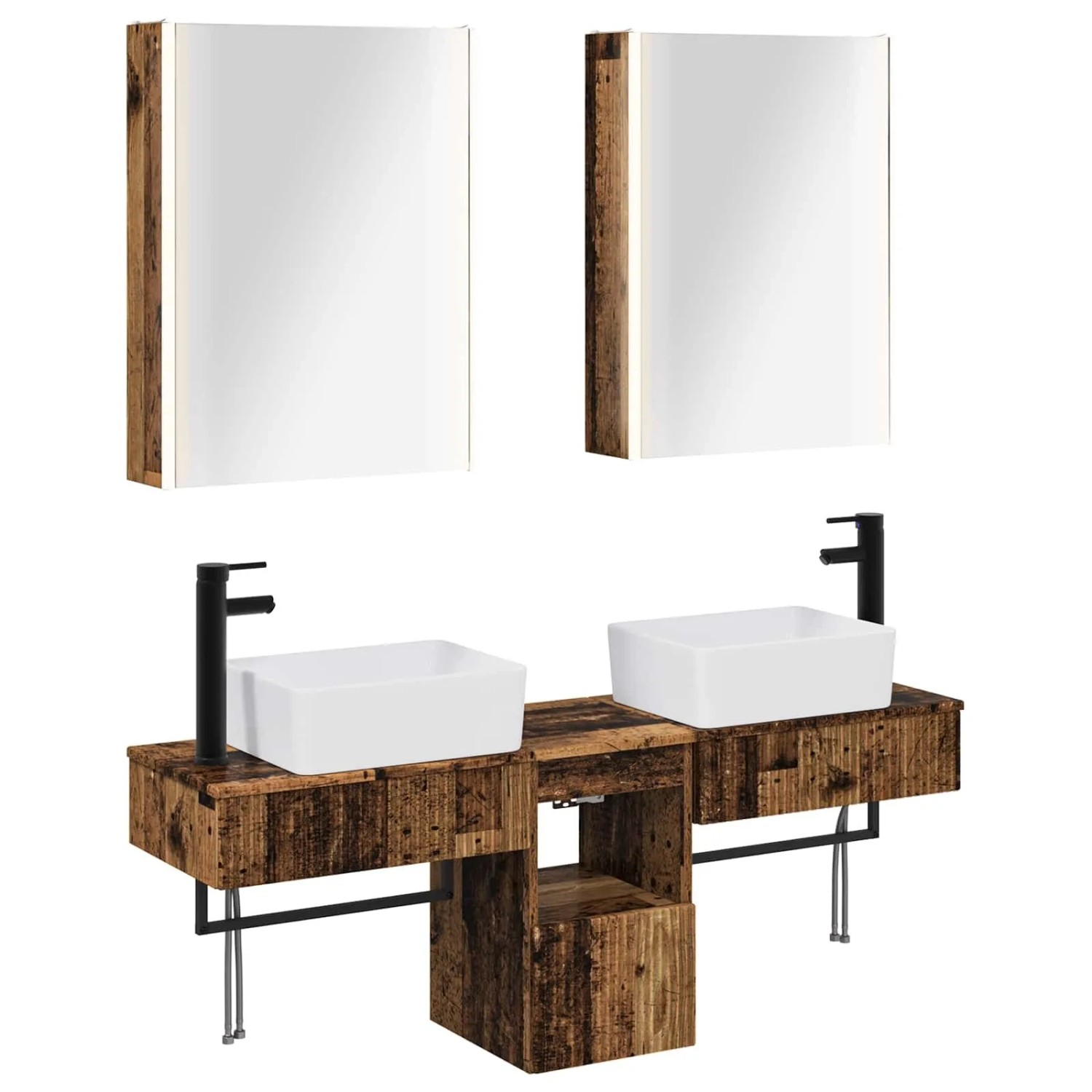 vidaXL Badezimmerschrank-Set 5-Tlg Altholz 53 x 15,5 x 70 cm 3406333