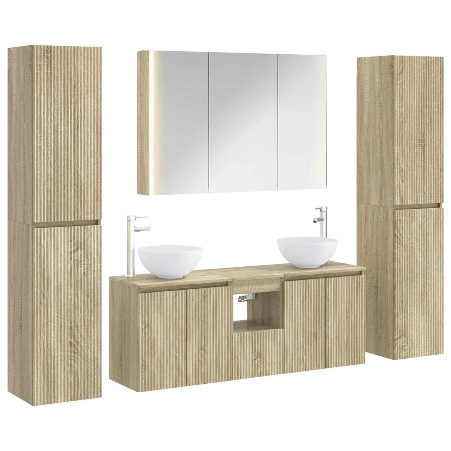 vidaXL Badezimmermöbel-Set 6-Tlg Sonoma-Eiche Ingenieurholz und Glas 3407217