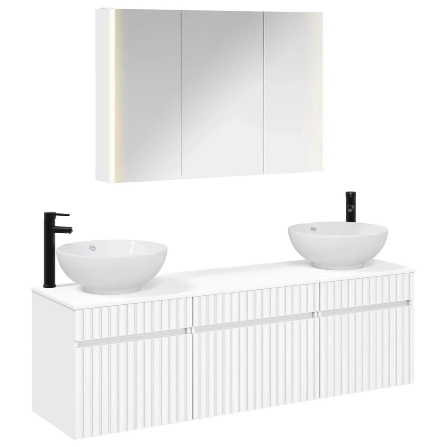 vidaXL Badezimmerschrank-Set 4-Tlg Weiß 103,5 x 15,5 x 70 cm 3406623