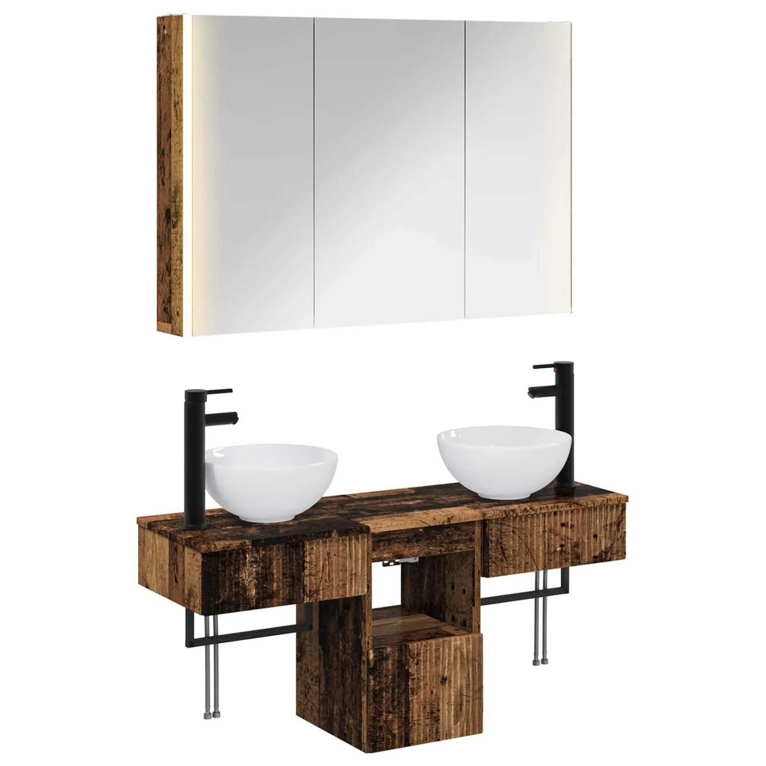 vidaXL Badezimmerschrank-Set 4-Tlg Altholz 103,5 x 15,5 x 70 cm 3406269