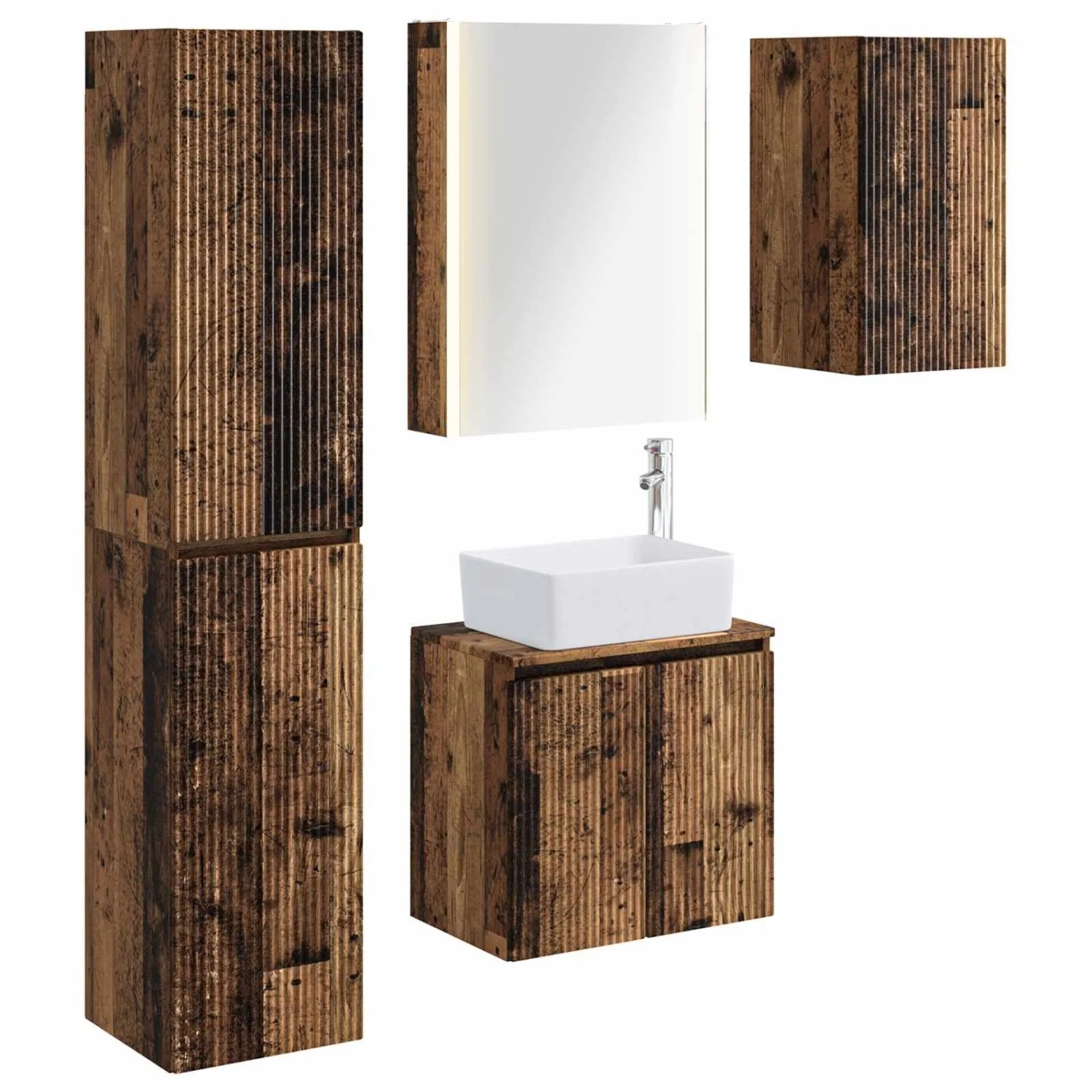 vidaXL Badezimmerschrank-Set 5-Tlg Altholz 53 x 15,5 x 70 cm 3407333