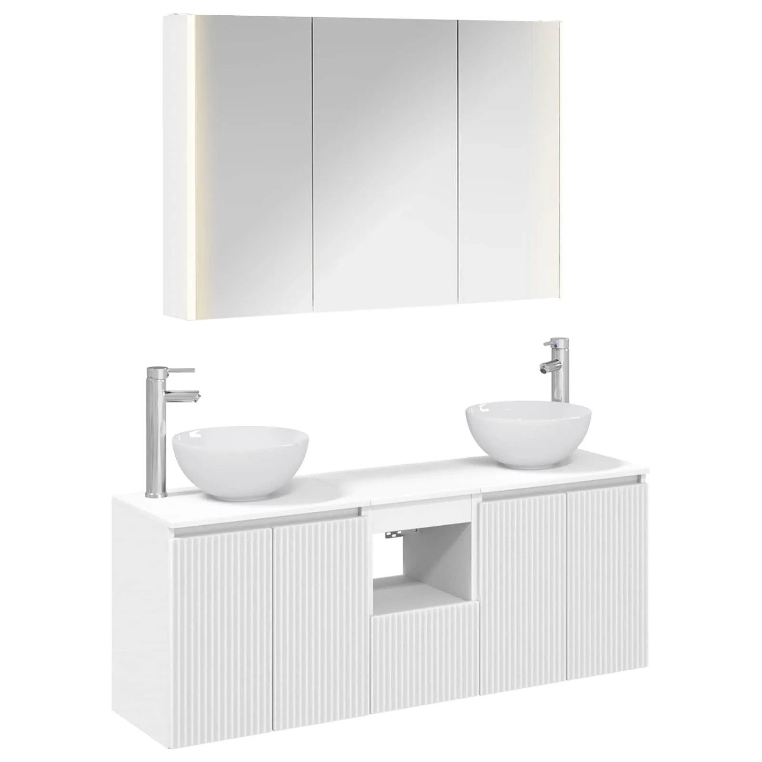 vidaXL Badezimmerschrank-Set 4-Tlg Weiß 103,5 x 15,5 x 70 cm 3406343