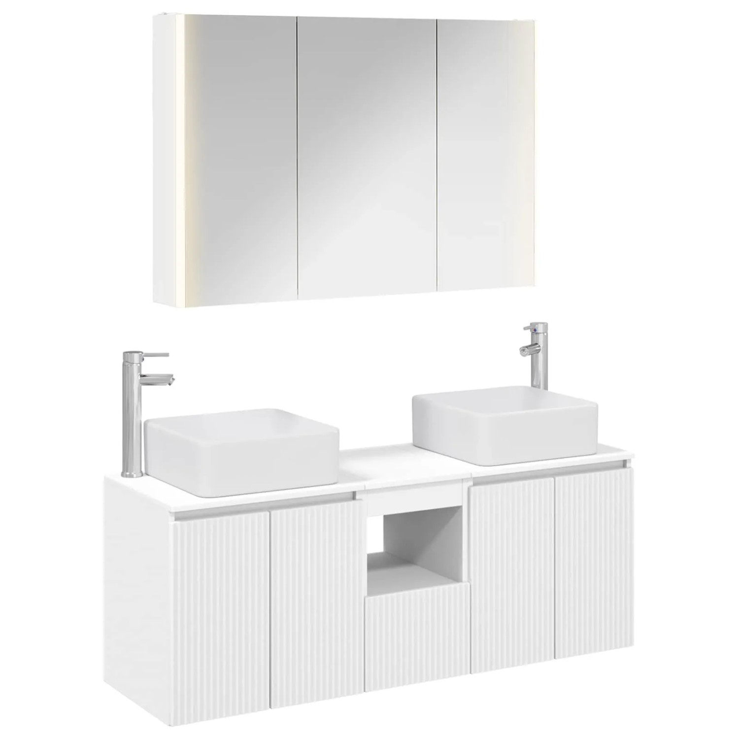 vidaXL Badezimmerschrank-Set 4-Tlg Weiß Holzwerkstoff 3406383