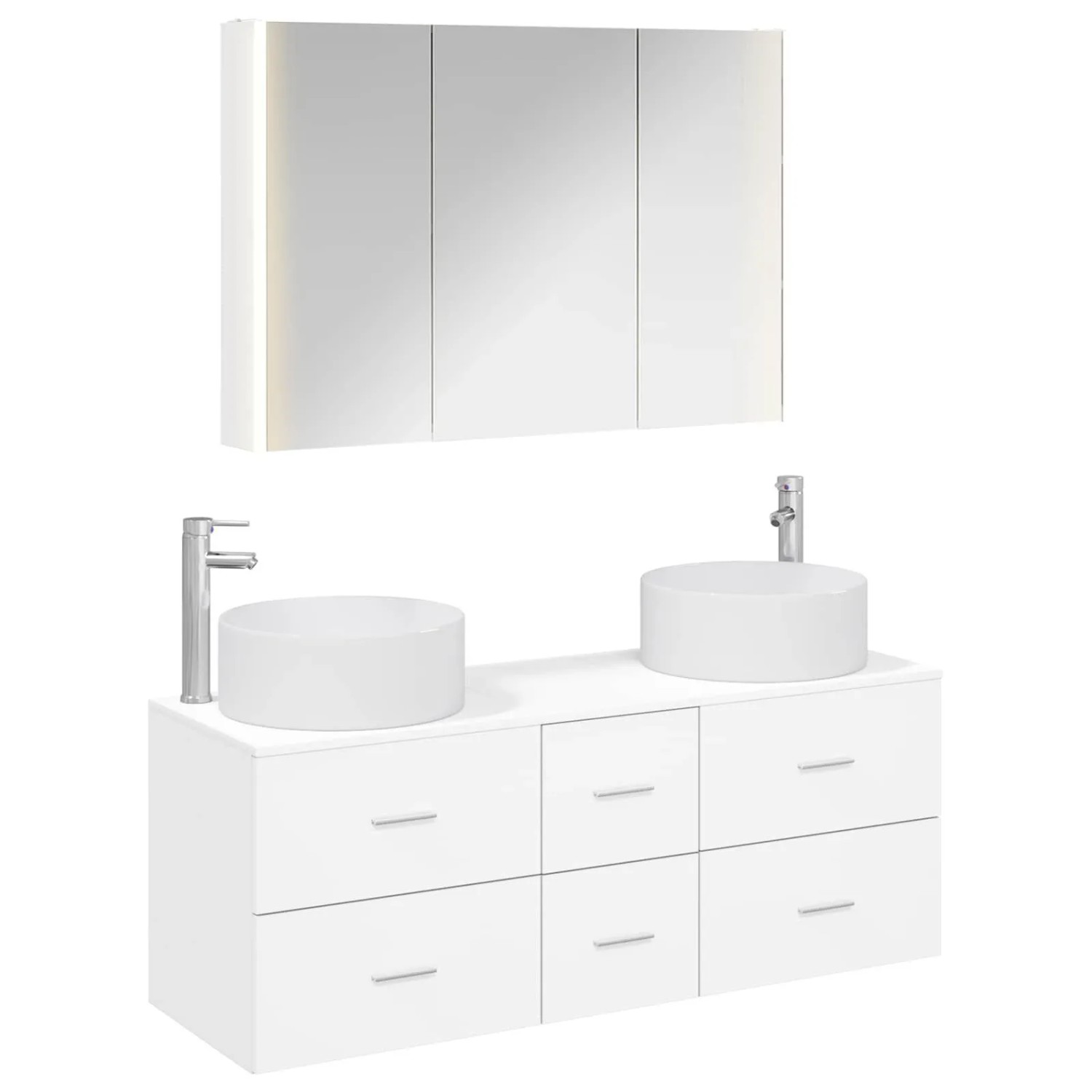 vidaXL Badezimmermöbel-Set 4-Tlg Weiß Ingenieurholz und Glas 3407103
