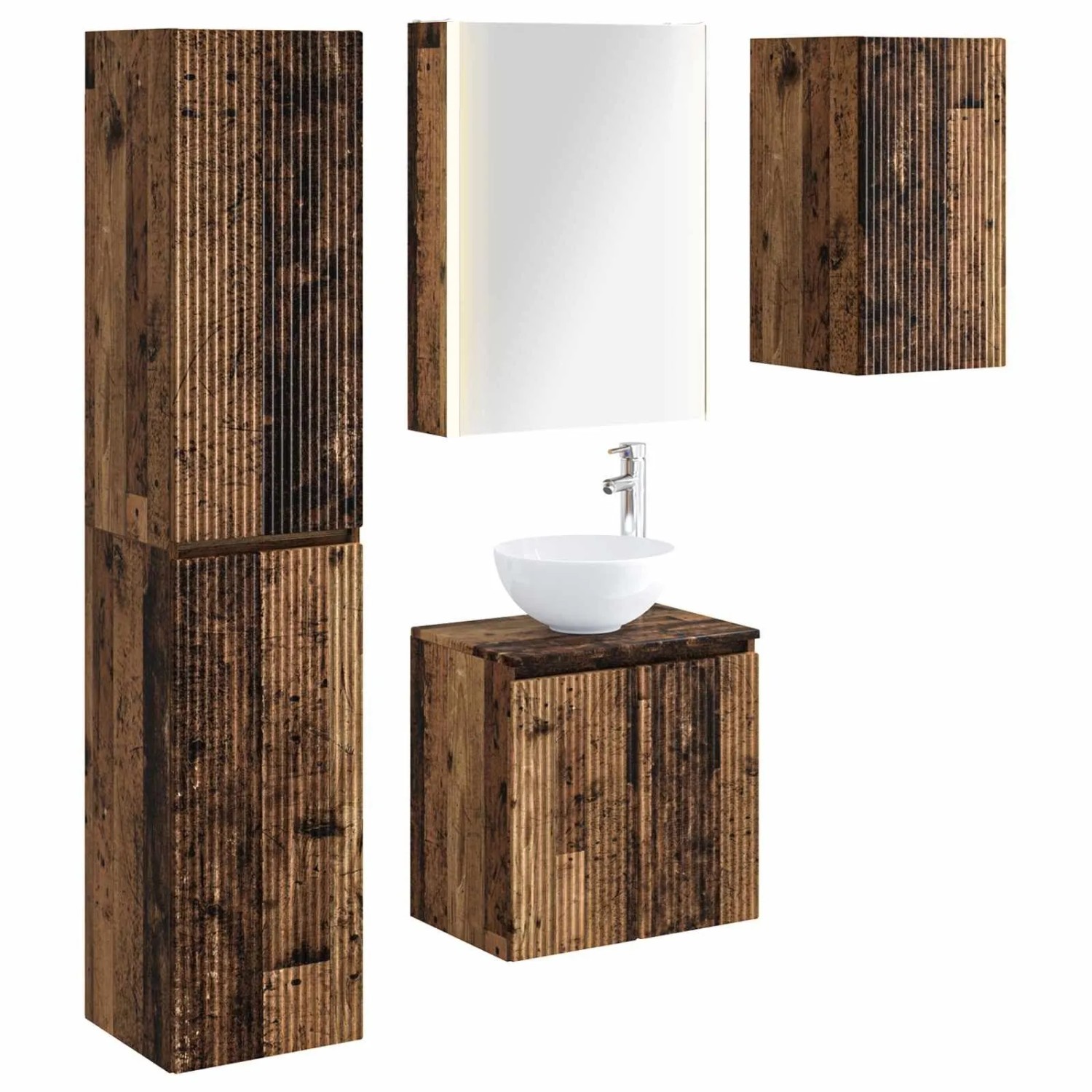 vidaXL Badezimmerschrank-Set 5-Tlg Altholz 53 x 15,5 x 70 cm 3407309