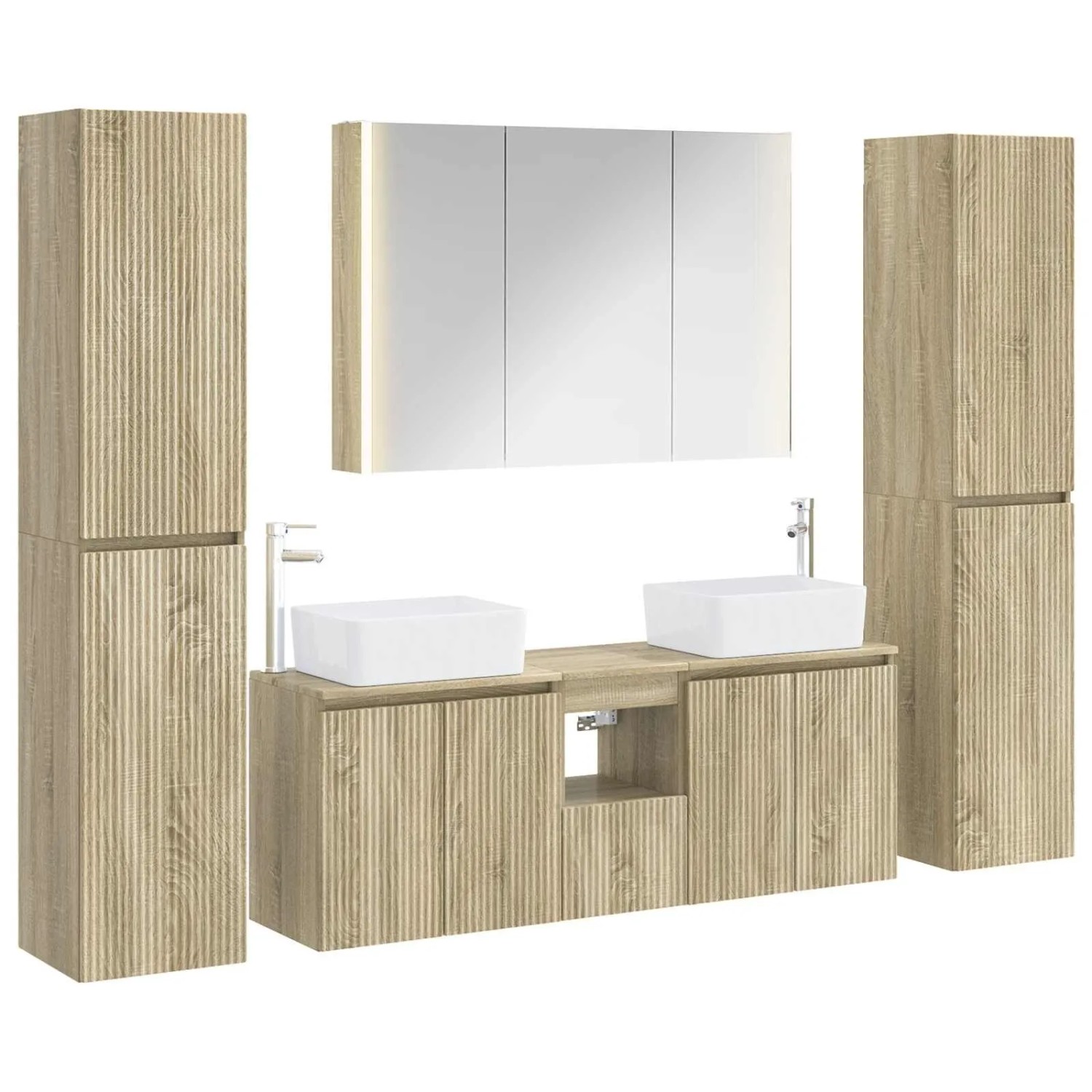 vidaXL Badezimmermöbel-Set 6-Tlg Sonoma-Eiche Ingenieurholz und Glas 3407233