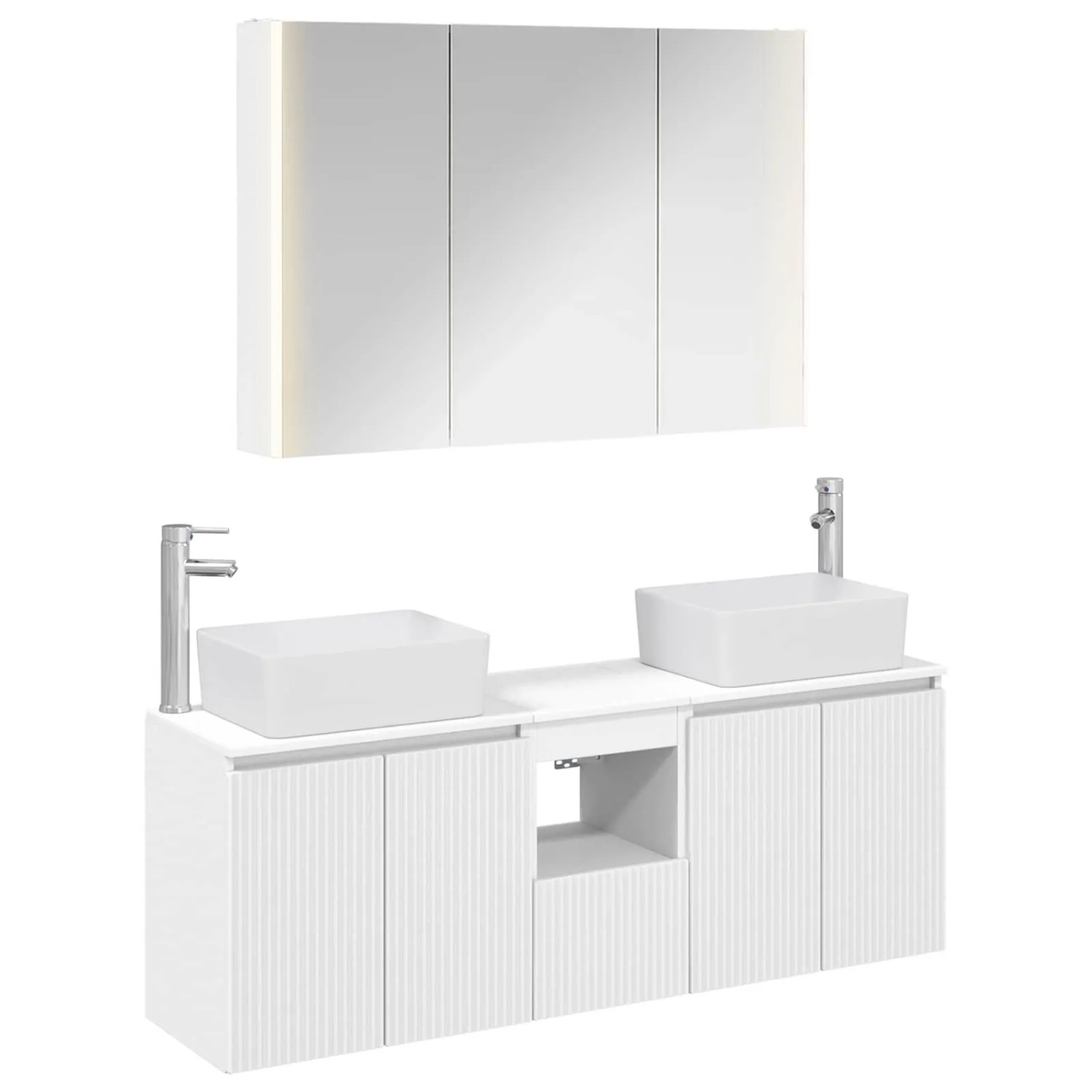 vidaXL Badezimmerschrank-Set 4-Tlg Weiß Holzwerkstoff 3406423