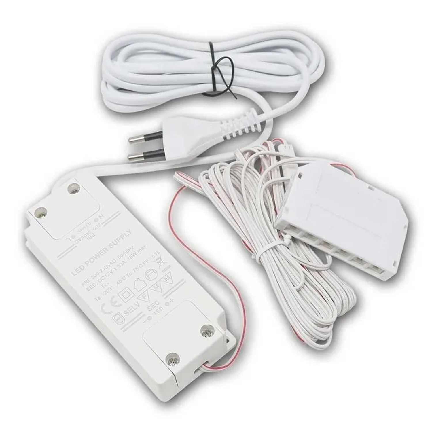 world-trading-net LED Trafo 12V 16W 2m Kabel Warmweiß + 6er Verteiler