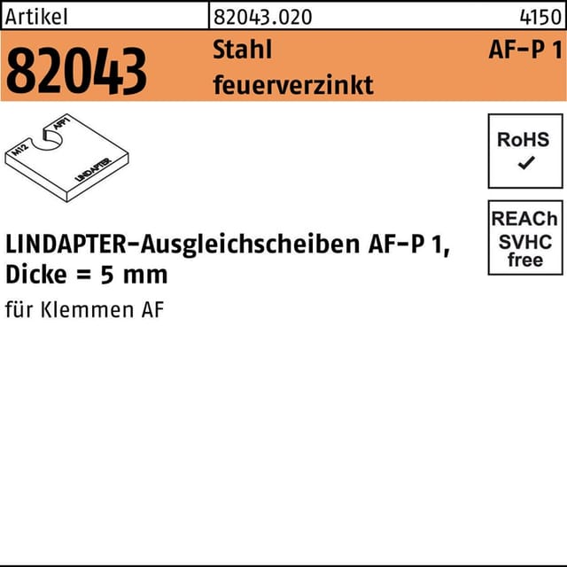 Ausgleichsscheibe r 82043 af m 16 P1 Stahl feuerverzinkt