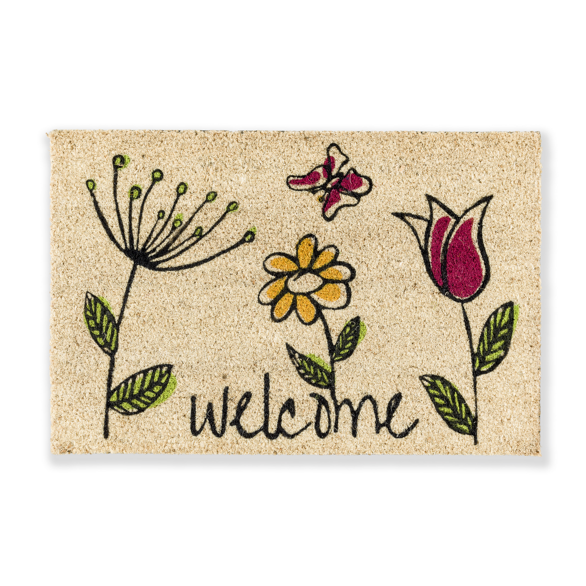 Astra Kokosmatte 'Coco Style' 40 x 60 cm Blumen beige