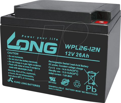 WP L26-12N - Blei-Vlies-Akku, 12V, 26Ah, Longlife