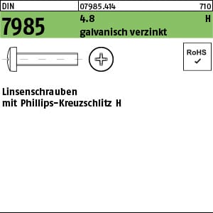 No Brand - Linsenschraube din 7985 m.Kreuzschlitz-PH m 5 x 30 -h 4.8 galvanisch verzinkt