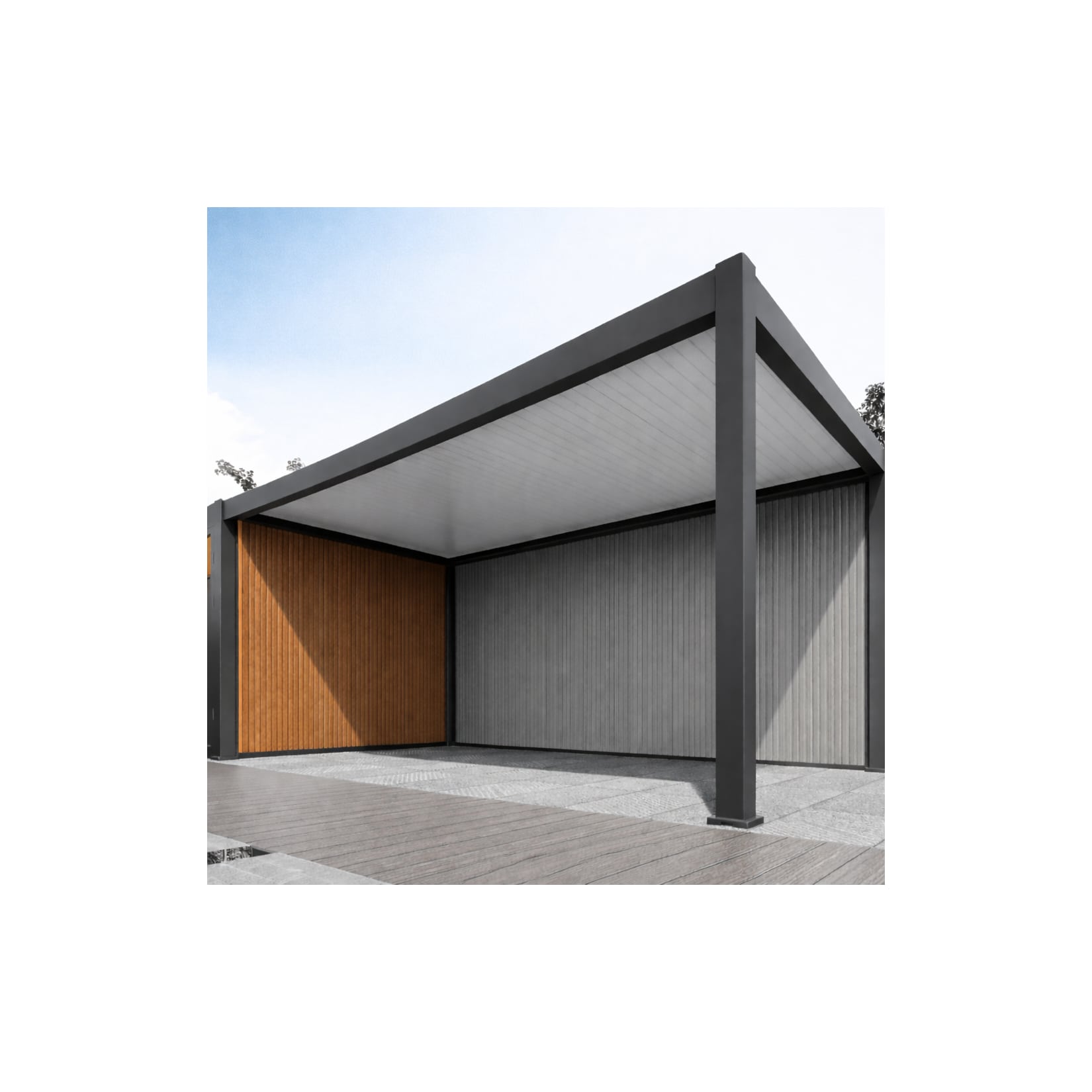 Weide Weide Wpc Holz Optik Wand Für Carport 3 Meter 28 Mm Dick Mit Verstärkungsstange