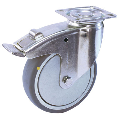 Lenkrolle mit Anschraubplatte, ESD, 100mm, mit Feststeller