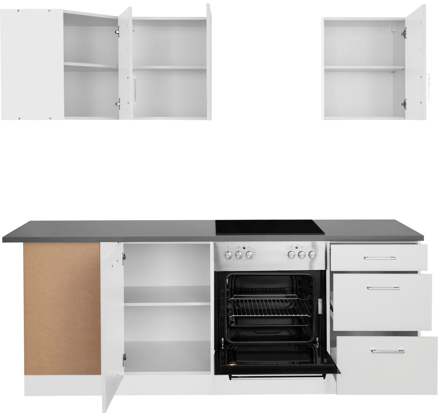 KOCHSTATION Küchenzeile KS-Paris â€“ Küchen mit einzigartigen Fotomotiven auf den Fronten, Stellbreite 220/220 cm, wahlweise mit E-Geräten, mit Motivdruck