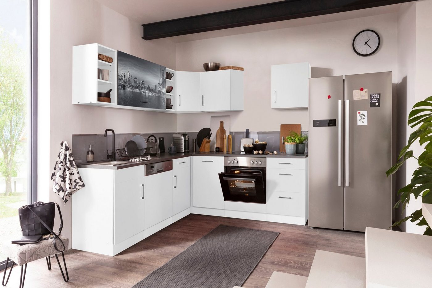 KOCHSTATION Küchenzeile KS-Paris â€“ Küchen mit einzigartigen Fotomotiven auf den Fronten, Stellbreite 220/220 cm, wahlweise mit E-Geräten, mit Motivdruck Bild 3