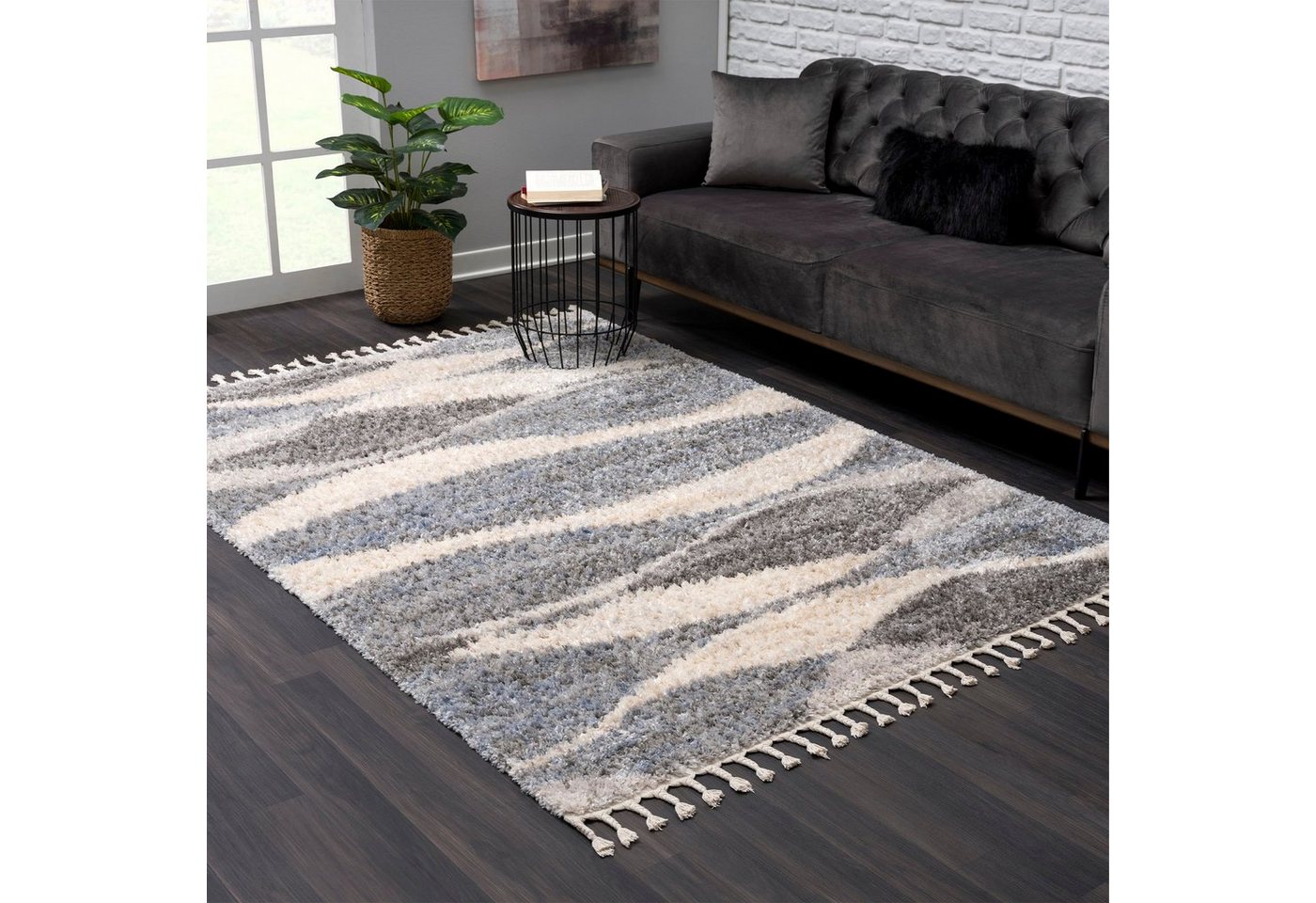 Sanat Hochflor-Teppich Versay 1505, rechteckig, Höhe: 45 mm, Wohnzimmer, Langflor, Shaggy Teppich