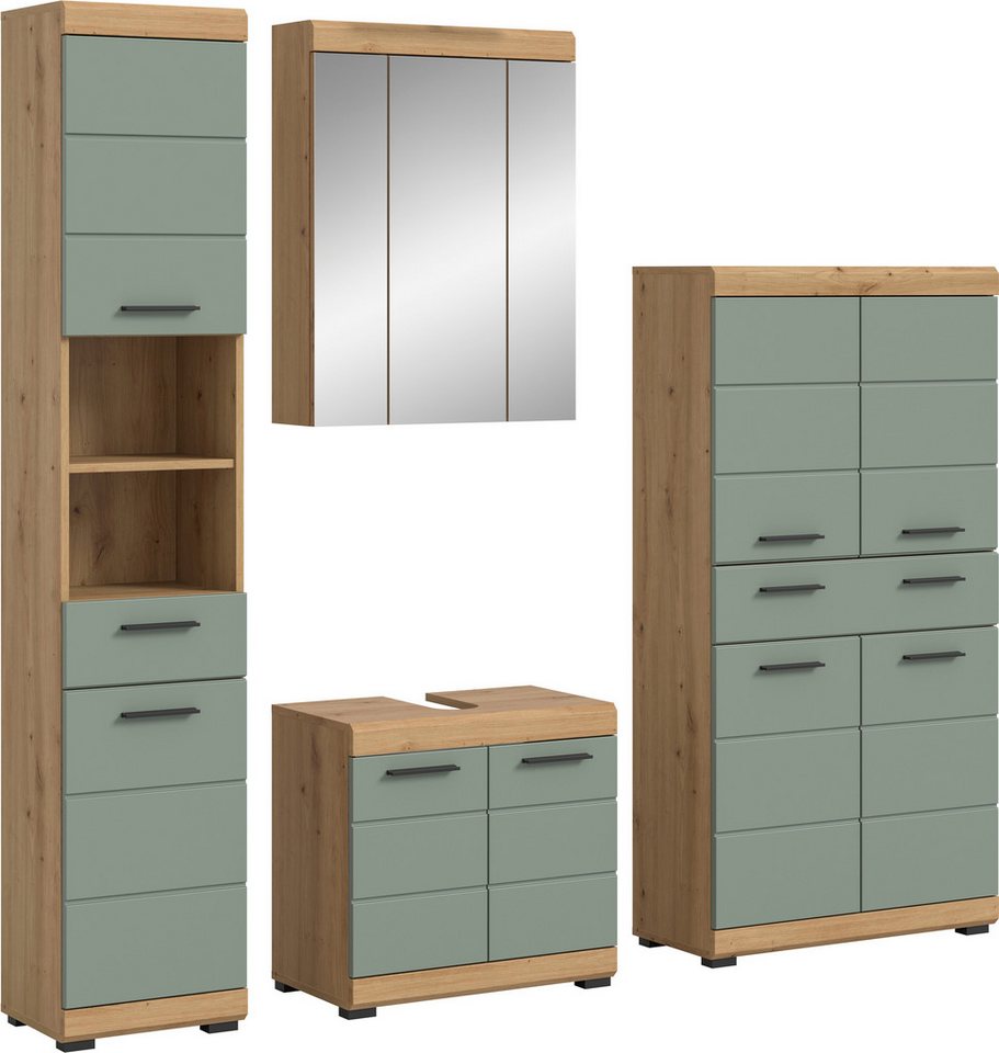 welltime Badmöbel-Set SIENA, 4 teilig, bestehend aus:, (Set, 4-St., TOPSELLER), Hochschrank, Waschbeckenunterschrank, Spiegelschrank, Midischrank Bild 3