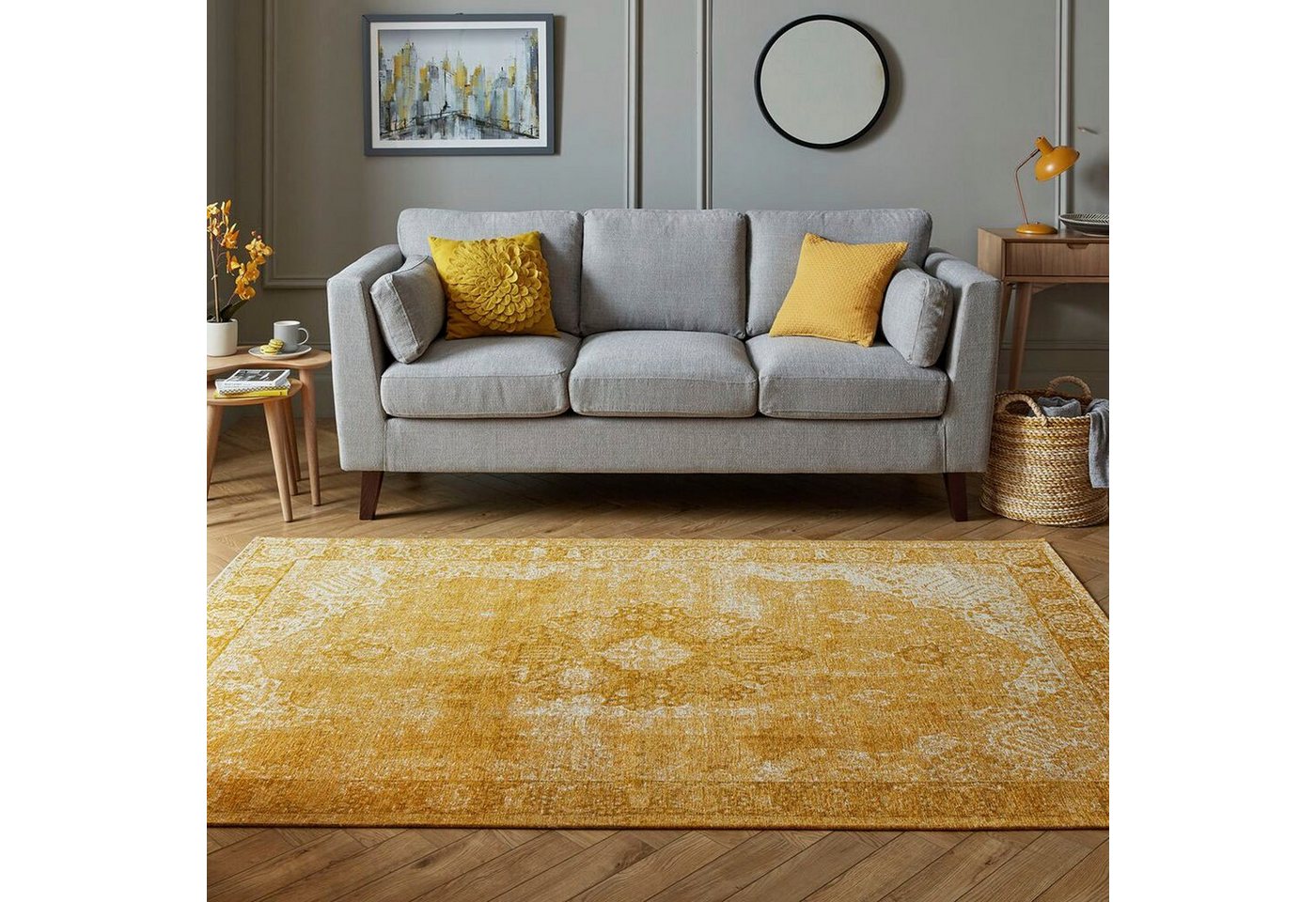 FLAIR RUGS Teppich Antique Vintage-Muster, rechteckig, Höhe: 4 mm, Chenille Stil Teppich, Wohnzimmer, Schlafzimmer, Esszimmer Bild 3
