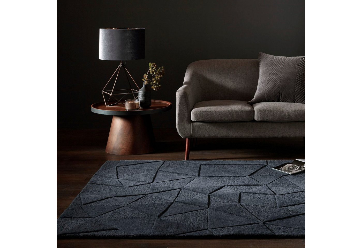 FLAIR RUGS Teppich SHARD, rechteckig, Höhe: 10 mm, Hoch-Tief Effekt, Handgearbeitet, 100 % Wollflor Bild 2