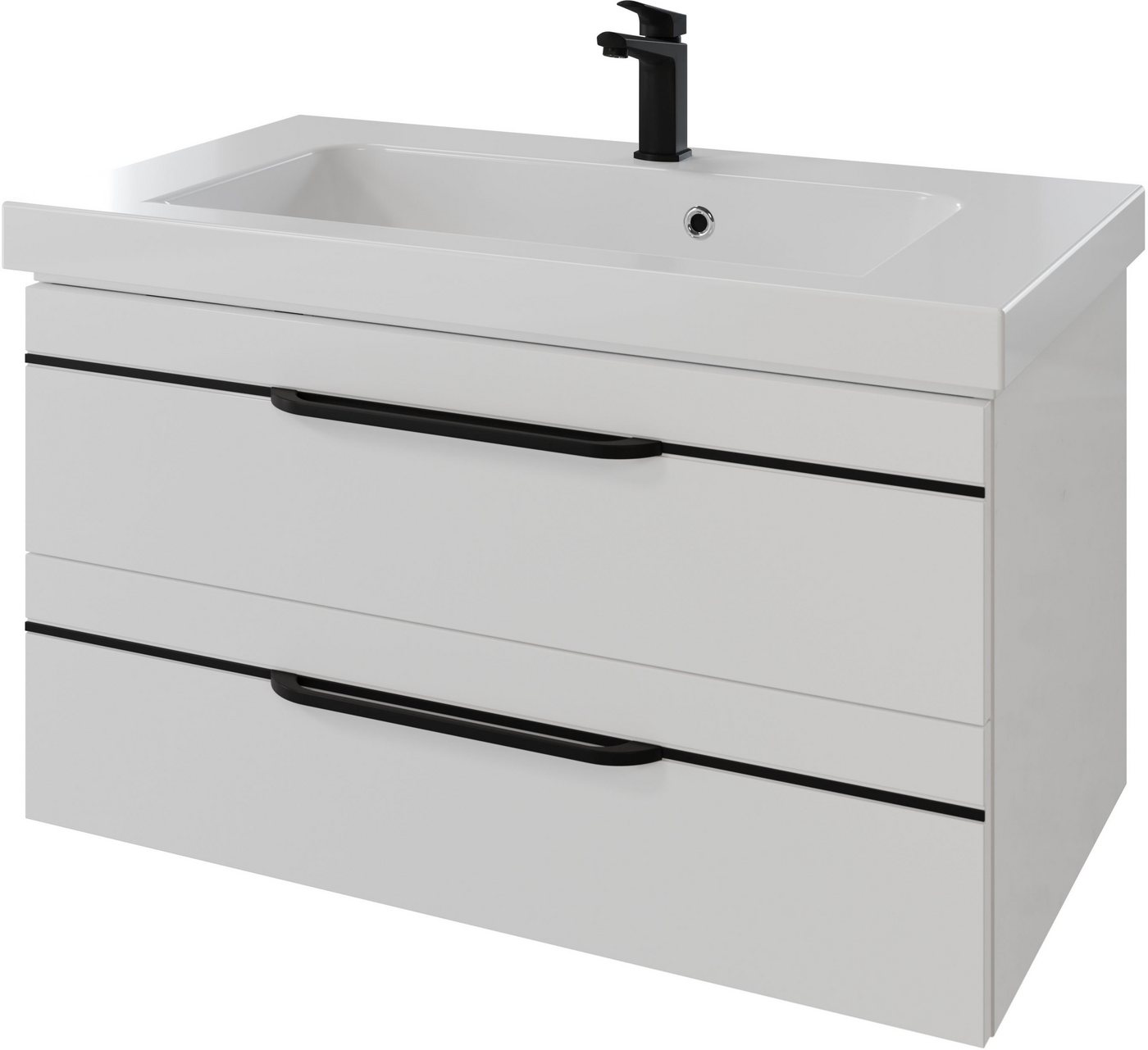 Saphir Waschtisch Serie Balto Mineralmarmor-Waschtisch mit Unterschrank, 92 cm breit (2-St), Waschplatz mit 2 Schubladen, Badschrank in verschiedenen Ausführungen Bild 3