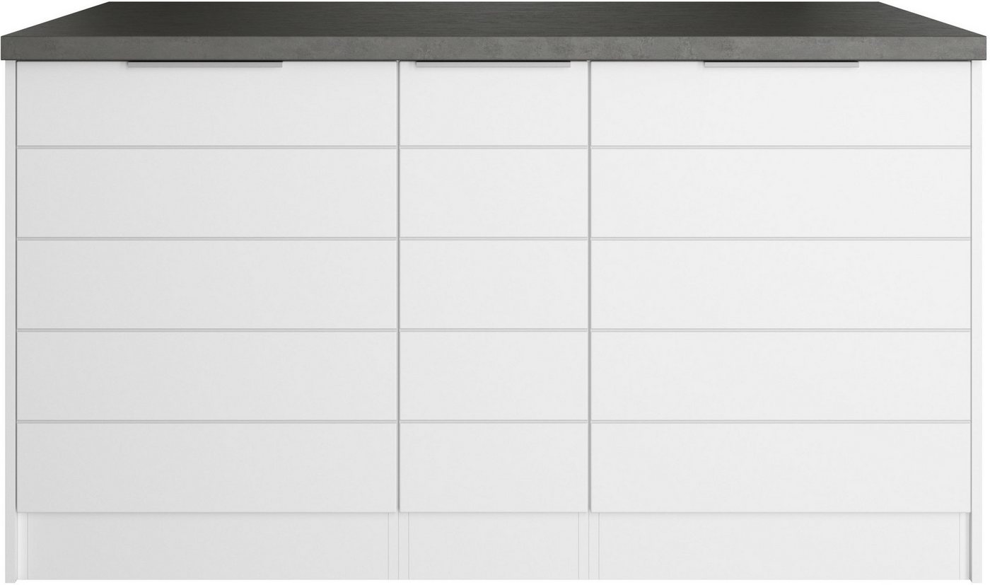KOCHSTATION Kücheninsel KS-Luhe, Breite 153 cm, mit Flaschenregal, MDF-Fronten, Arbeitsplatte 38mm stark