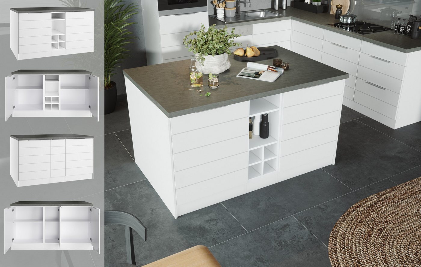 KOCHSTATION Kücheninsel KS-Luhe, Breite 153 cm, mit Flaschenregal, MDF-Fronten, Arbeitsplatte 38mm stark Bild 5