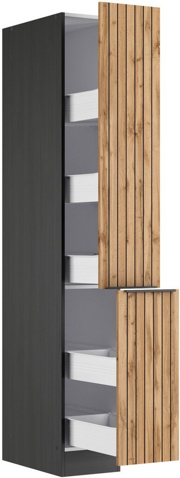KOCHSTATION Apothekerschrank KS-Lagos Breite/Höhe 30/200 cm, mit 5 großen Ablagekörben Bild 3