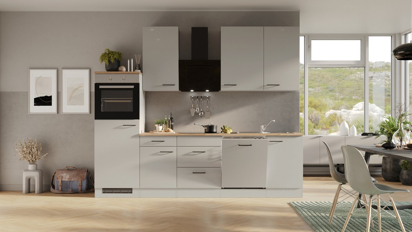Flex-Well Küche Lund, wahlweise mit E-Geräten, Breite 280 cm, glänzende Fronten