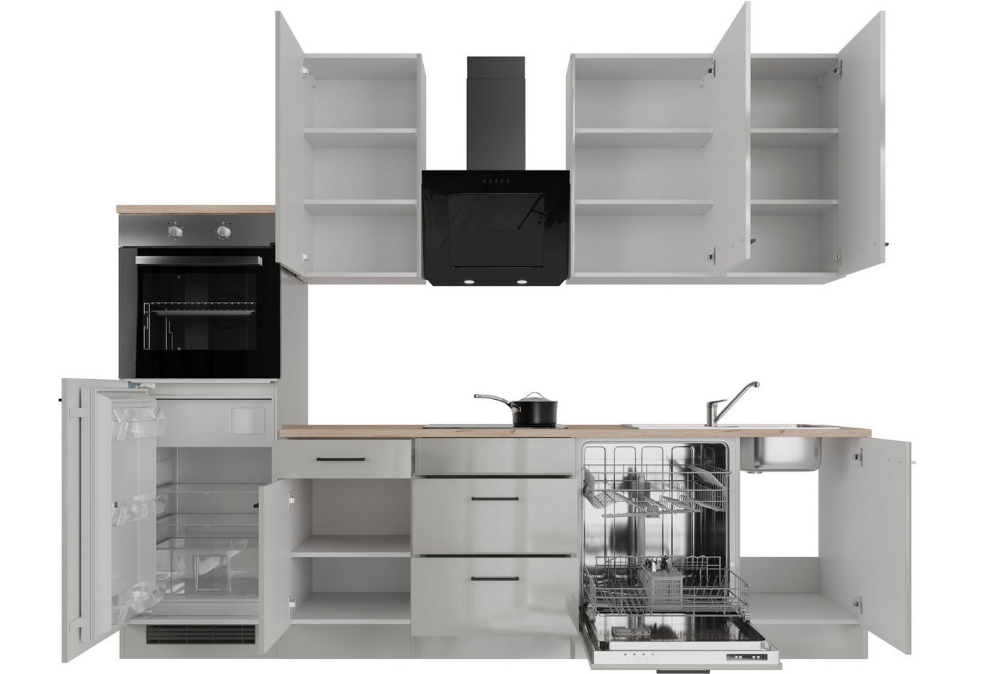 Flex-Well Küche Lund, wahlweise mit E-Geräten, Breite 280 cm, glänzende Fronten Bild 4