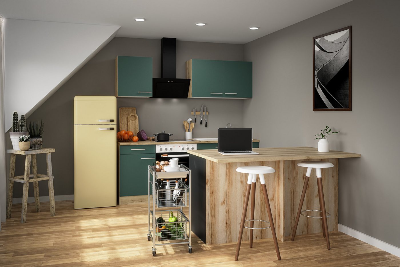 OPTIFIT Kücheninsel Optifit, Breite 150 cm, 2 Türen, 3 Schubkästen, 2 Auszüge Bild 2