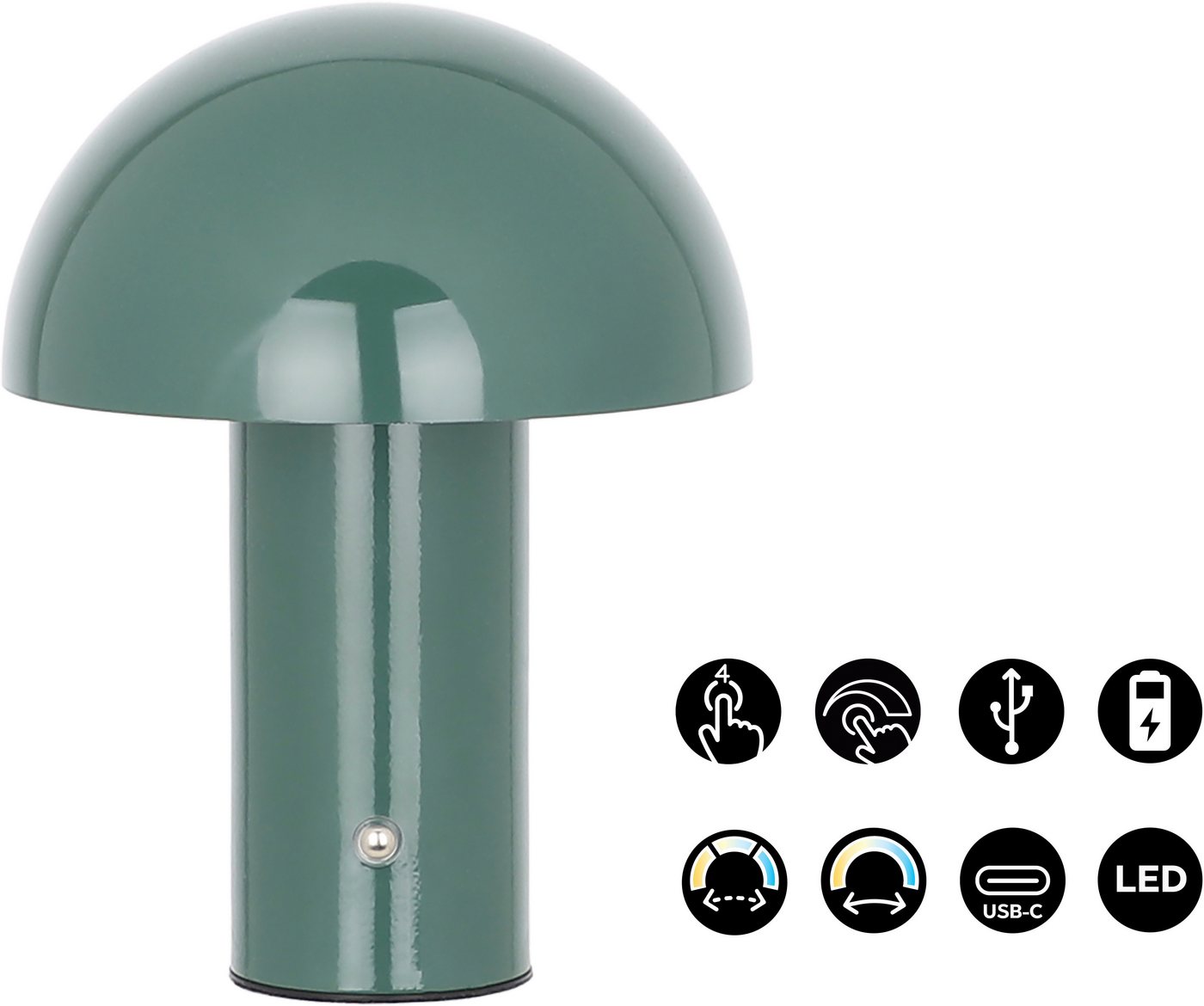 OTTO home LED Tischleuchte Hillu, Dimmer, Dimmfunktion, Ein-/Ausschalter, USB-Anschluss mit Ladefunktion, USB-Ladefunktion, mehrere Helligkeitsstufen, LED fest integriert, warmweiß - kaltweiß, dimmbar, Typ-C-Ladekabel, CCT, Akku, Tischlampe kabellos, Akkulampe Bild 5