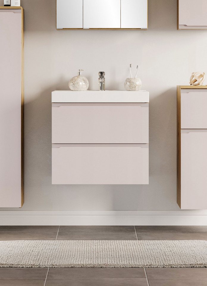 welltime Waschtisch CABO, Waschtisch, Kaschmir, griffloses Design