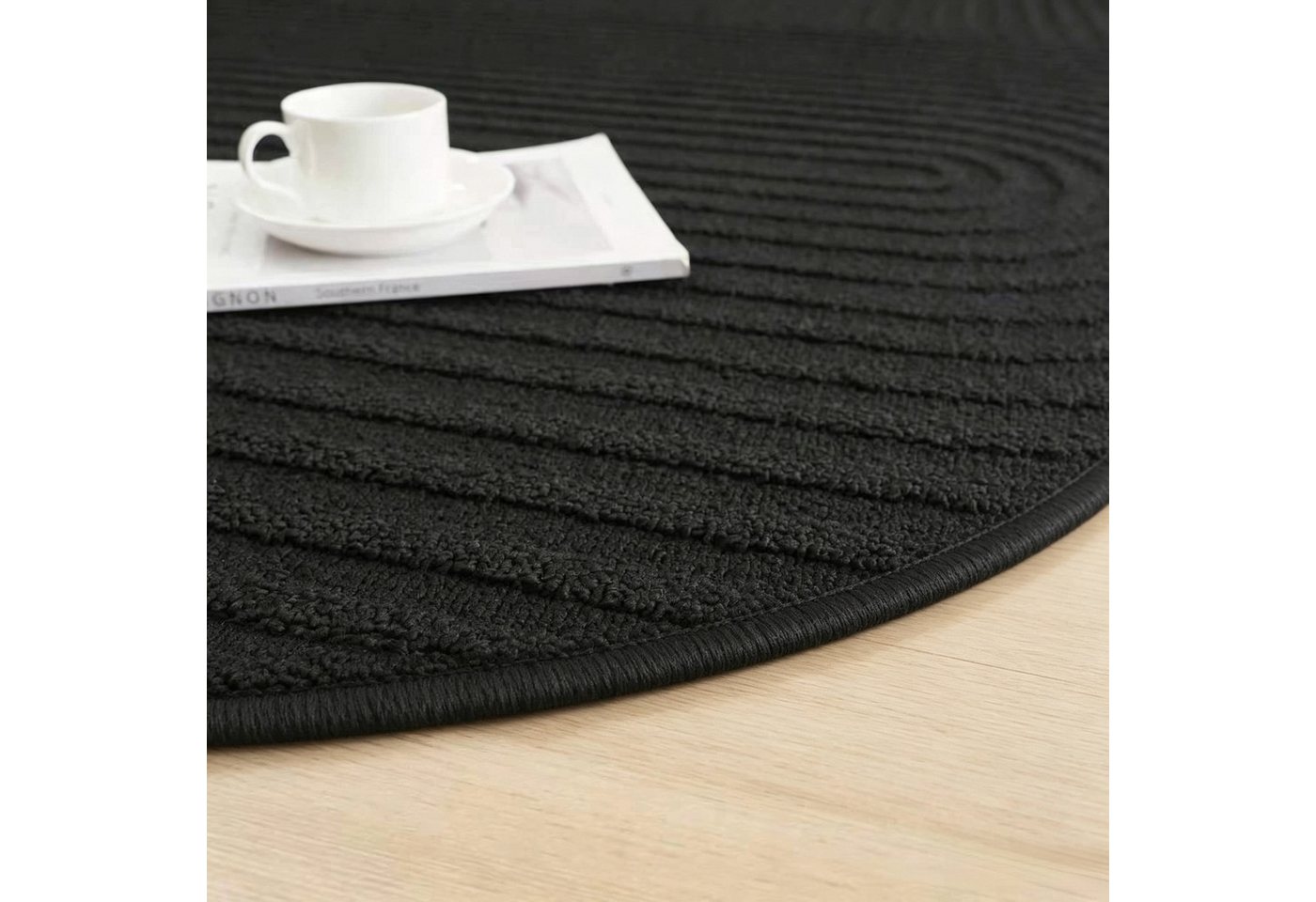 OTTO home Teppich Jola Hoch-Tief-Design, Scandi-Look, Zen, 140 cm, rund, Höhe: 10 mm, Boho, Modern, 3D, Wohnzimmer, Schlafzimmer, wasserabweisend Bild 2