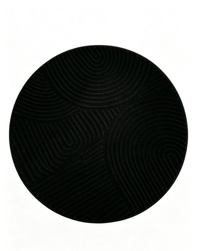 OTTO home Teppich Jola Hoch-Tief-Design, Scandi-Look, Zen, 140 cm, rund, Höhe: 10 mm, Boho, Modern, 3D, Wohnzimmer, Schlafzimmer, wasserabweisend Bild 5