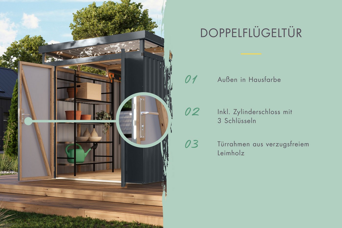 Karibu Gerätehaus Titanium 2,5, BxT: 207x292 cm, Made in Germany Bild 4