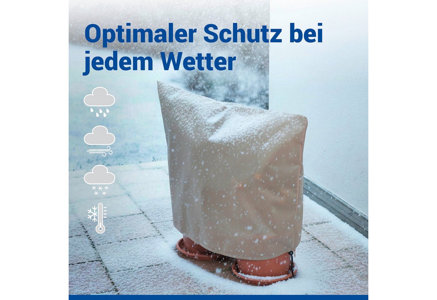 Maximex Winterschutzhaube Pflanzenschutz-Vlies, 80x60 cm (Set, 3-St), reißfestes Vlies, mit Reißverschluss und Zugband, BxH: 30x40 cm Bild 2