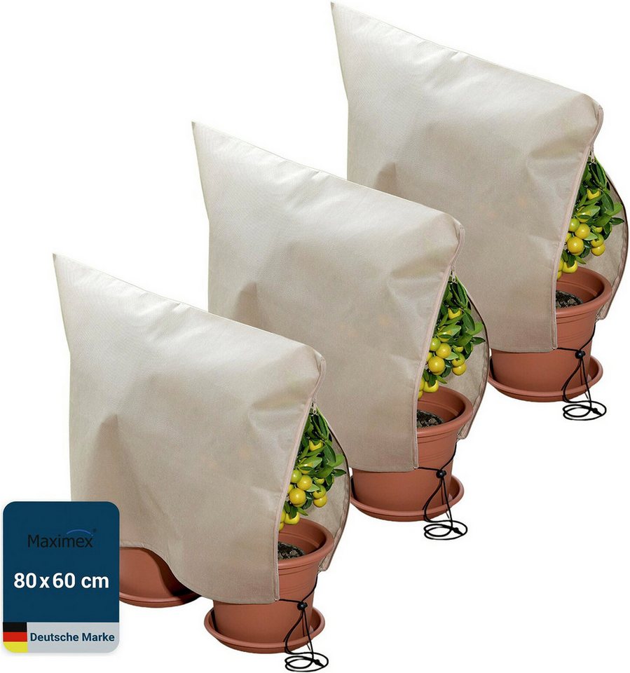 Maximex Winterschutzhaube Pflanzenschutz-Vlies, 80x60 cm (Set, 3-St), reißfestes Vlies, mit Reißverschluss und Zugband, BxH: 30x40 cm Bild 5